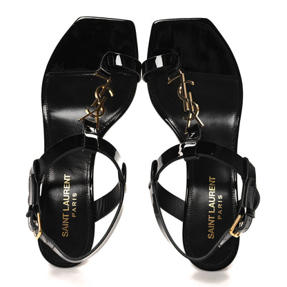 Saint Laurent Vitello Vernice Cassandra 75 Sandals 36.5 Black 2 of 9