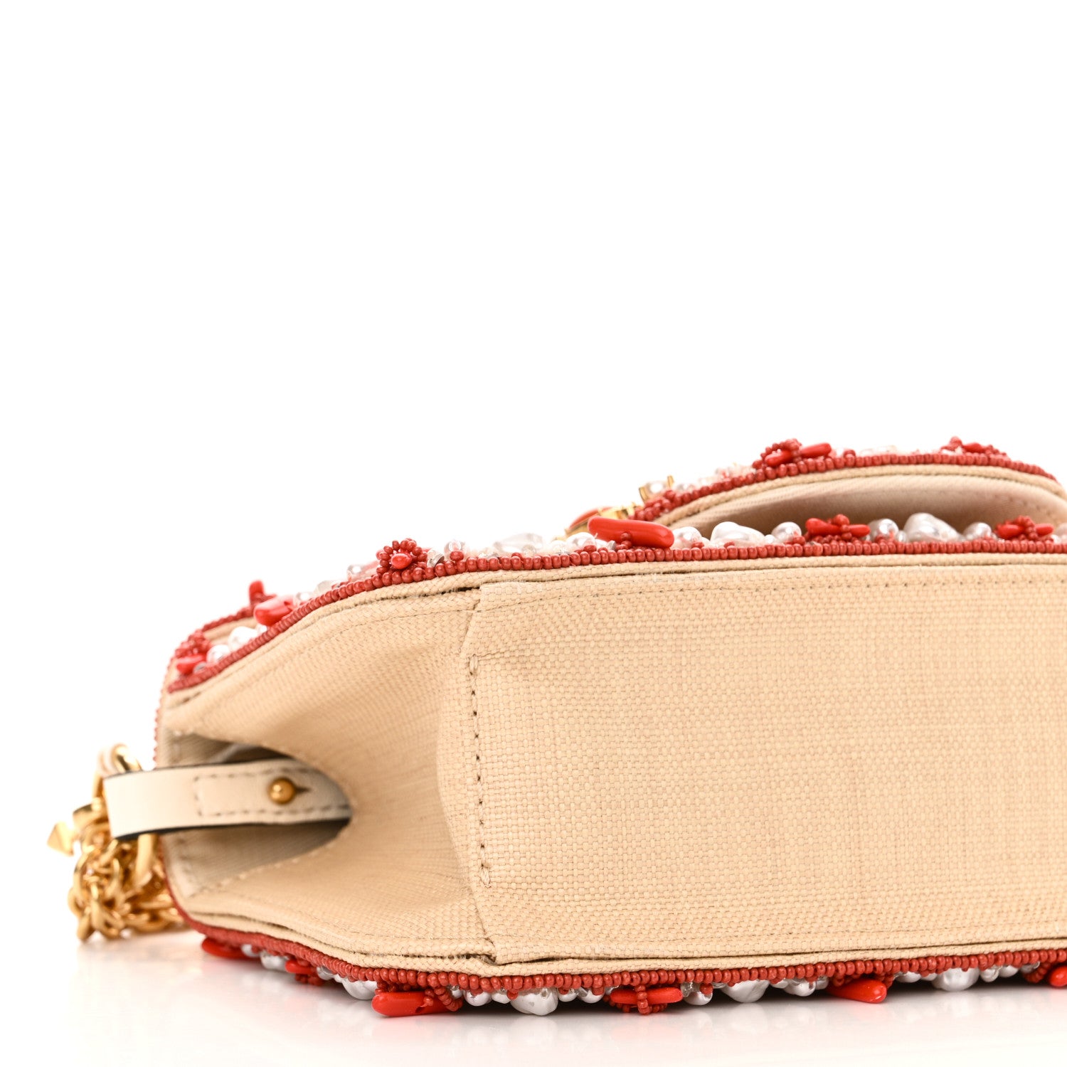 Valentino Garavani Raffia Beaded Crystal Embroidered Vlogo Small Loco Shoulder Bag Natural Orange 8 of 12