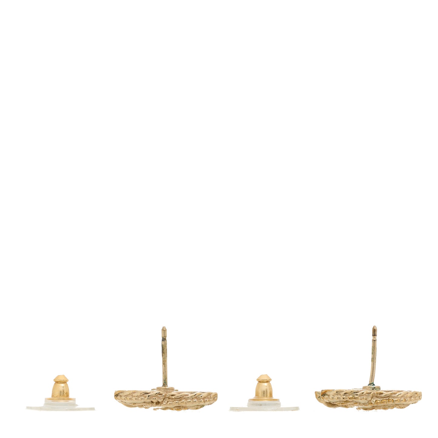 Enamel CC Earrings Gold White