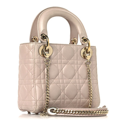 Christian Dior Metallic Lambskin Cannage Mini Lady Dior Lotus 3 of 12