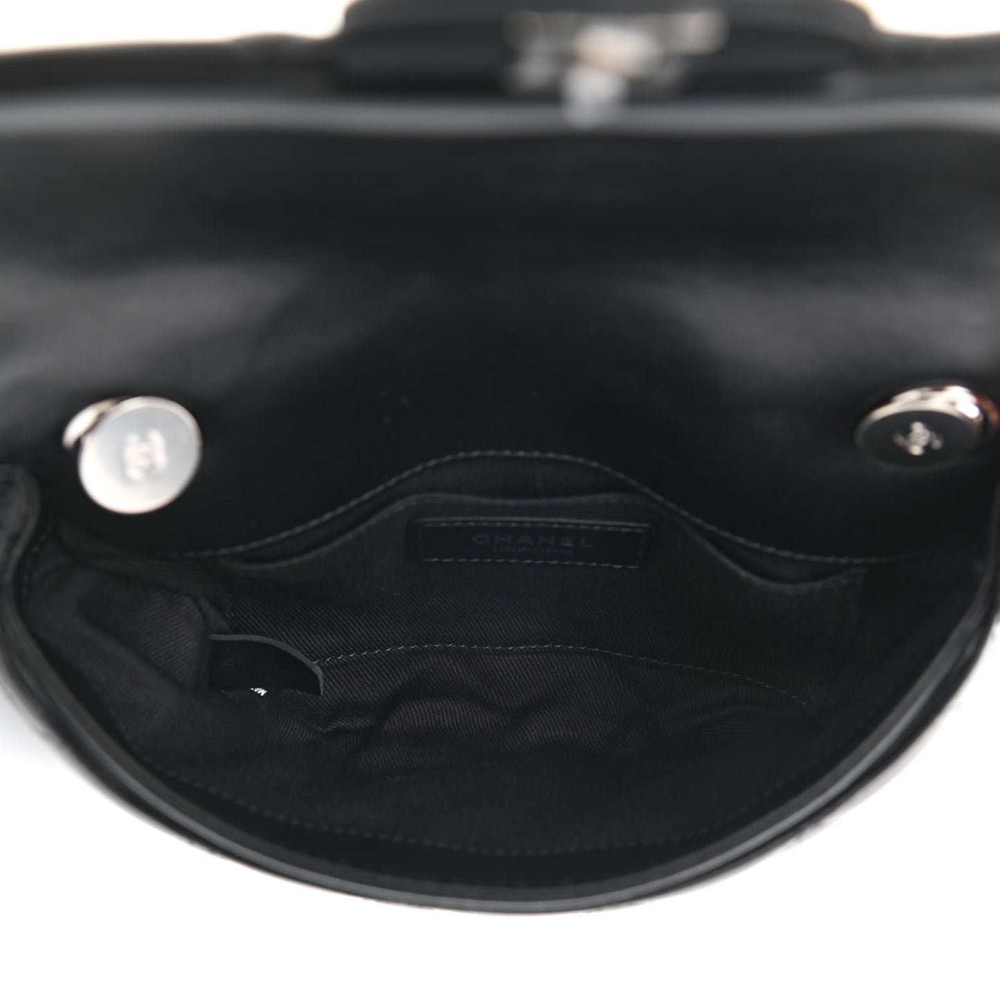 Calfskin Quilted CC Uniform Flap Belt Bag Black