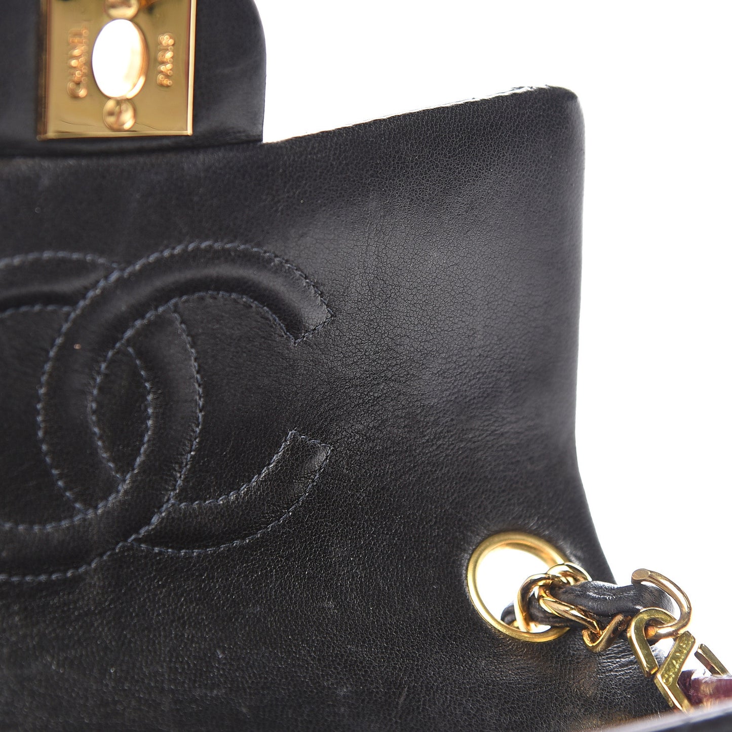 Lambskin Quilted Mini Square Flap Black