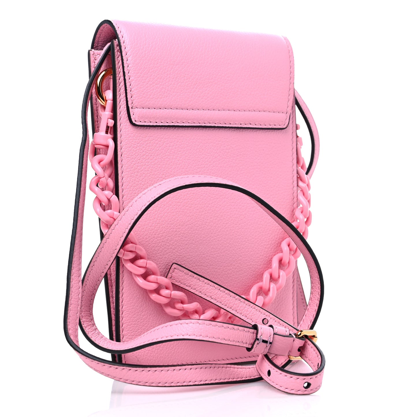 Calfskin La Medusa Chain Crossbody Phone Pouch Pink