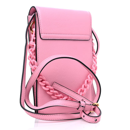 Versace Calfskin La Medusa Chain Crossbody Phone Pouch Pink 3 of 8