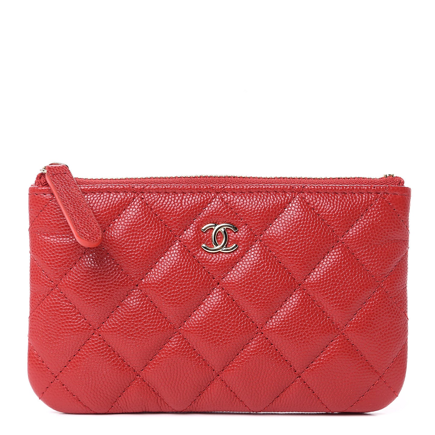 Caviar Quilted Small Cosmetic Case Red