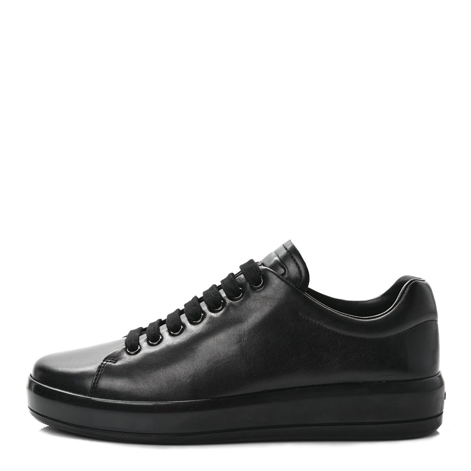 Prada Vitello Soft Low Top Sneakers 39 Black 1 of 6