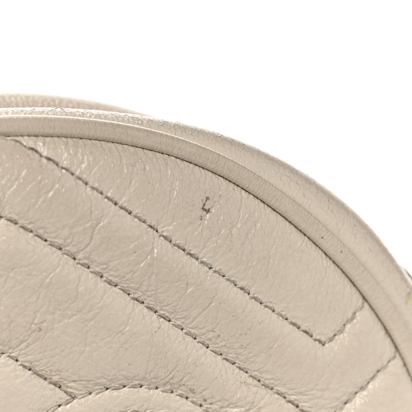 Calfskin Matelasse Mini GG Marmont Round Shoulder Bag White