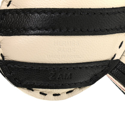 Hermes Milo Lambskin Geegee Savannah Bag Charm Craie Black Rose Mexico 3 of 3