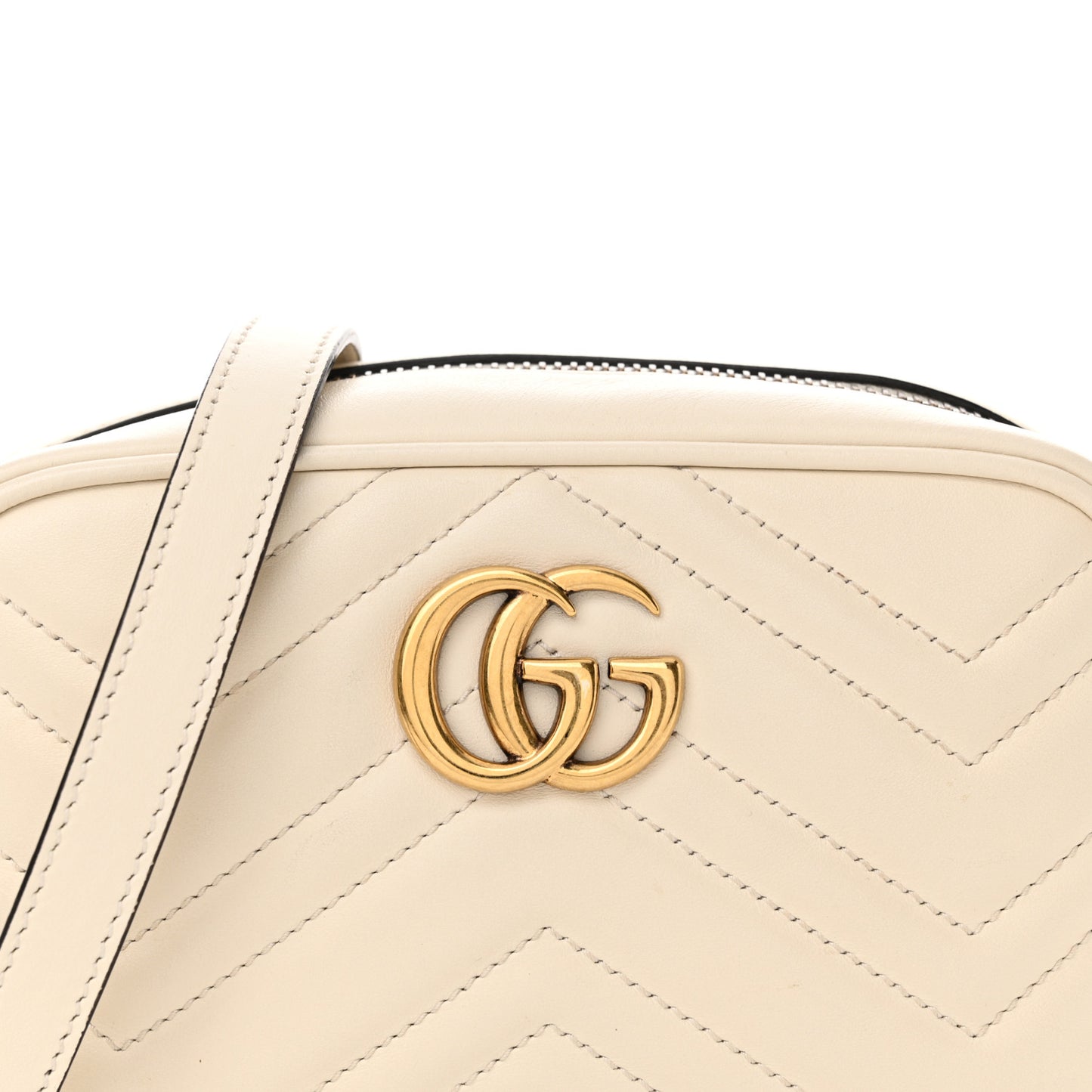 Calfskin Matelasse Mini GG Marmont Chain Shoulder Bag White