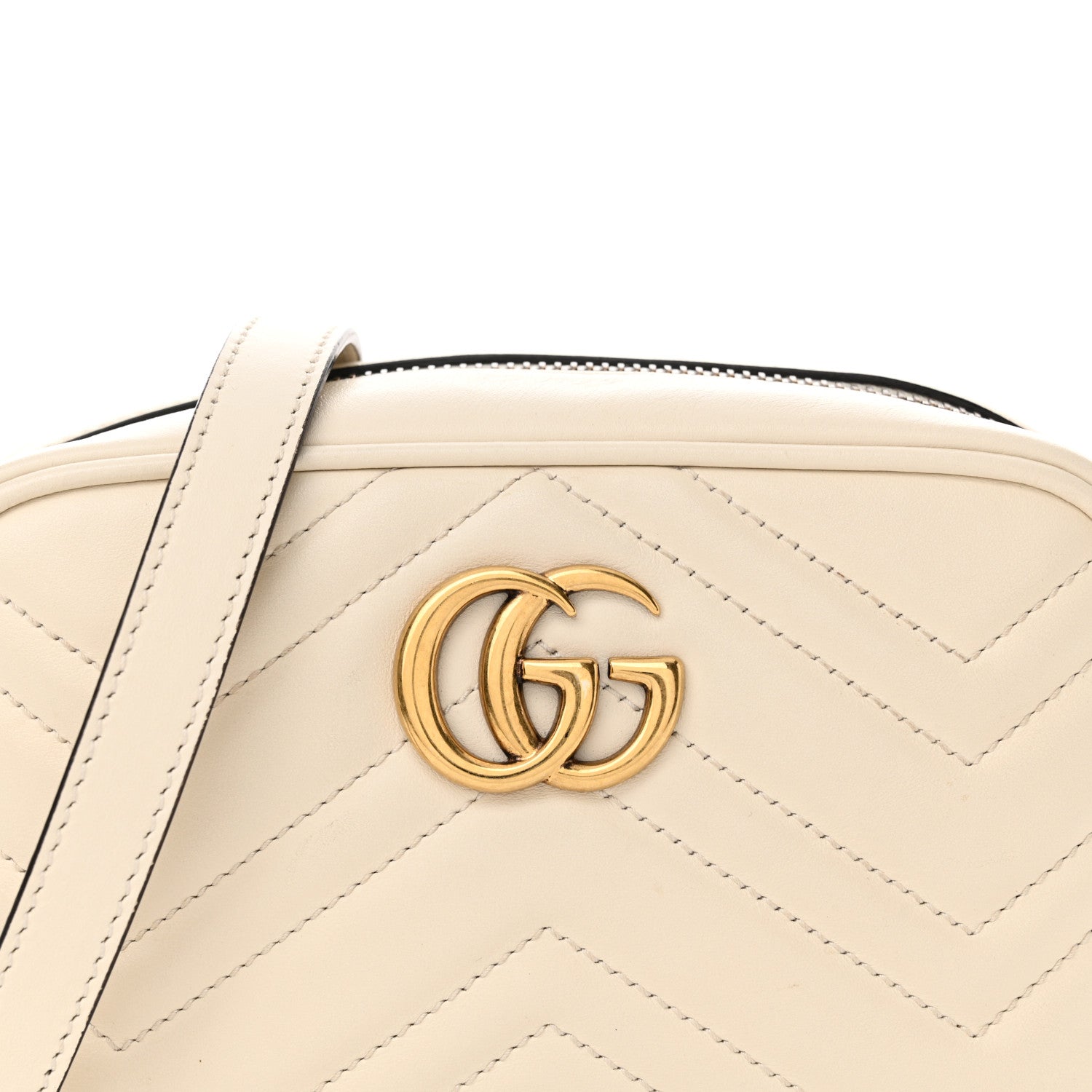 Gucci Calfskin Matelasse Mini GG Marmont Chain Shoulder Bag White 8 of 13