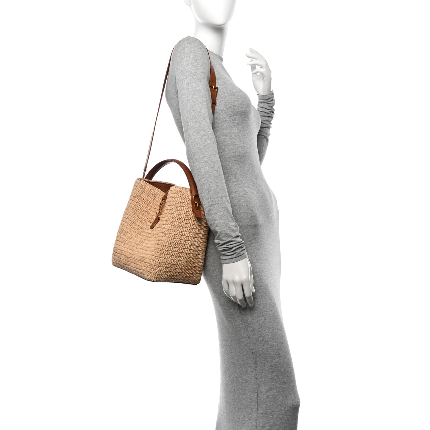 Raffia Vegetable Le 37 Bucket Bag Naturel Brick