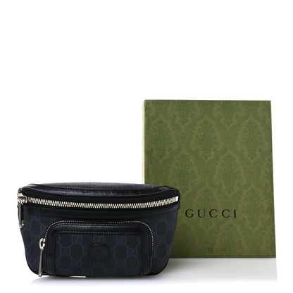 Gucci GG Supreme Monogram Textured Calfskin Retro Interlocking G Belt Bag Black 11 of 11