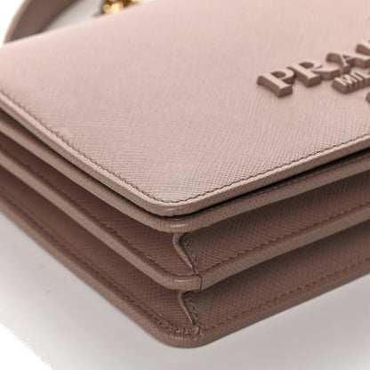 Prada Saffiano Lux Monocrome Chain Wallet Cipria 10 of 12