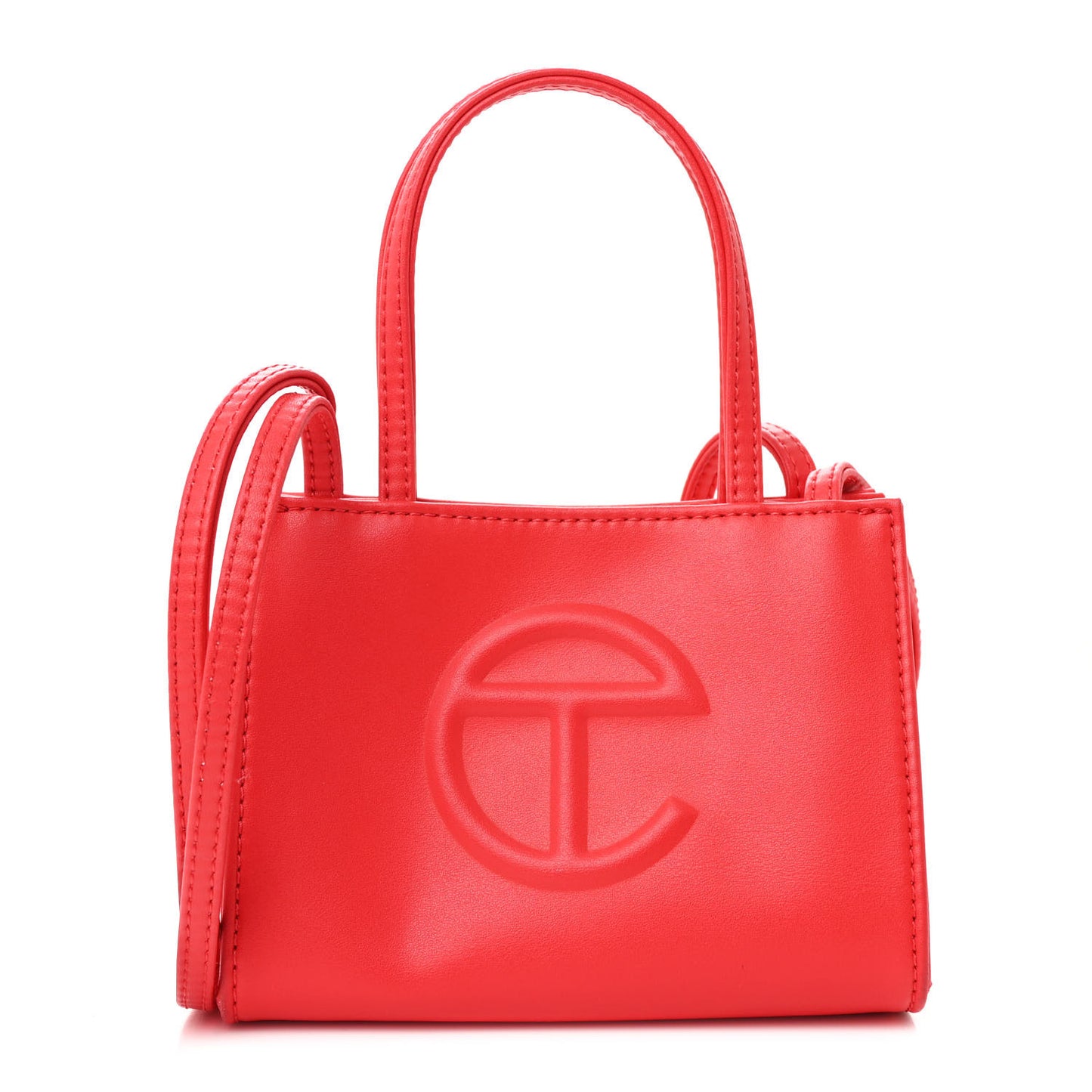 Vegan Leather Small Shopping Bag Red