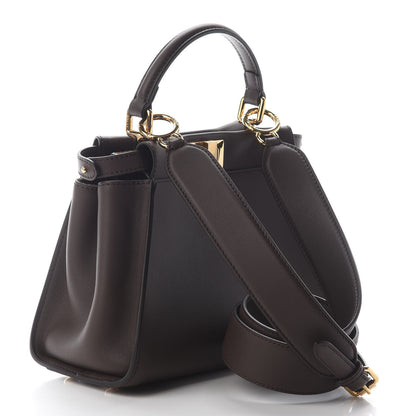 Fendi Vitello Seta Suede FF Mini Peekaboo Iconic Satchel Chocolate Sigaro Marrone 2 of 7
