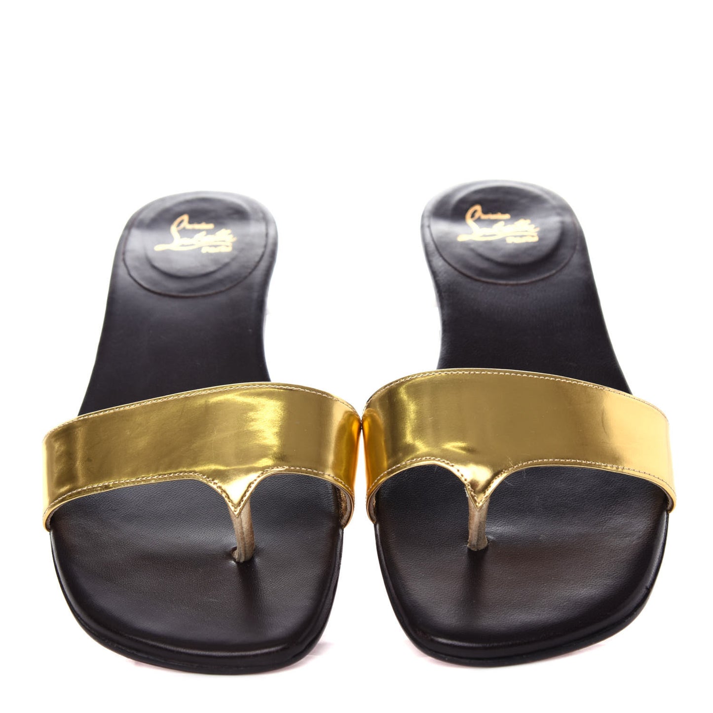 Metallic Patent Flat Slide Sandals 36.5 Gold