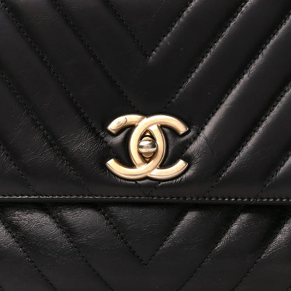 Chanel Glazed Calfskin Lizard Chevron Quilted Small Coco Handle Flap Black 9 of 11