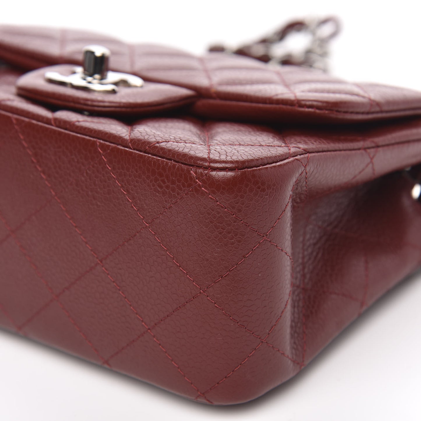 Caviar Quilted Mini Square Flap Red