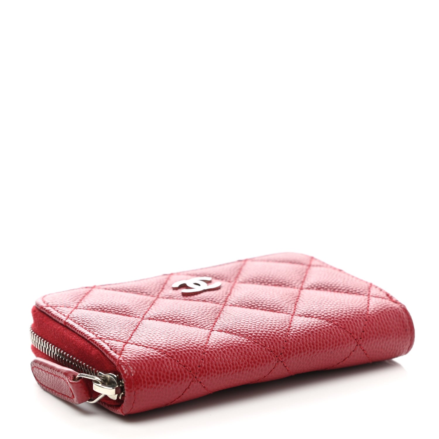 Chanel Caviar Quilted Zip Coin Purse Red 4 of 8