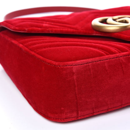 Gucci Velvet Matelasse Medium GG Marmont Shoulder Bag Hibiscus Red 8 of 12