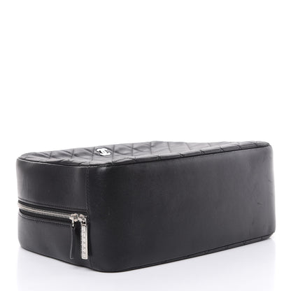 Chanel Lambskin Quilted Large Curvy Pouch Cosmetic Case Black 4 of 17