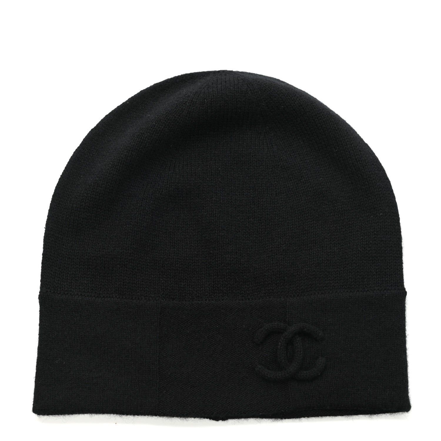 Chanel Cashmere Blend CC Beanie Hat Black 1 of 4