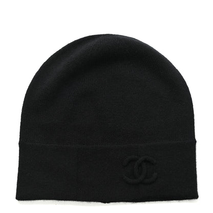 Chanel Cashmere Blend CC Beanie Hat Black 1 of 4