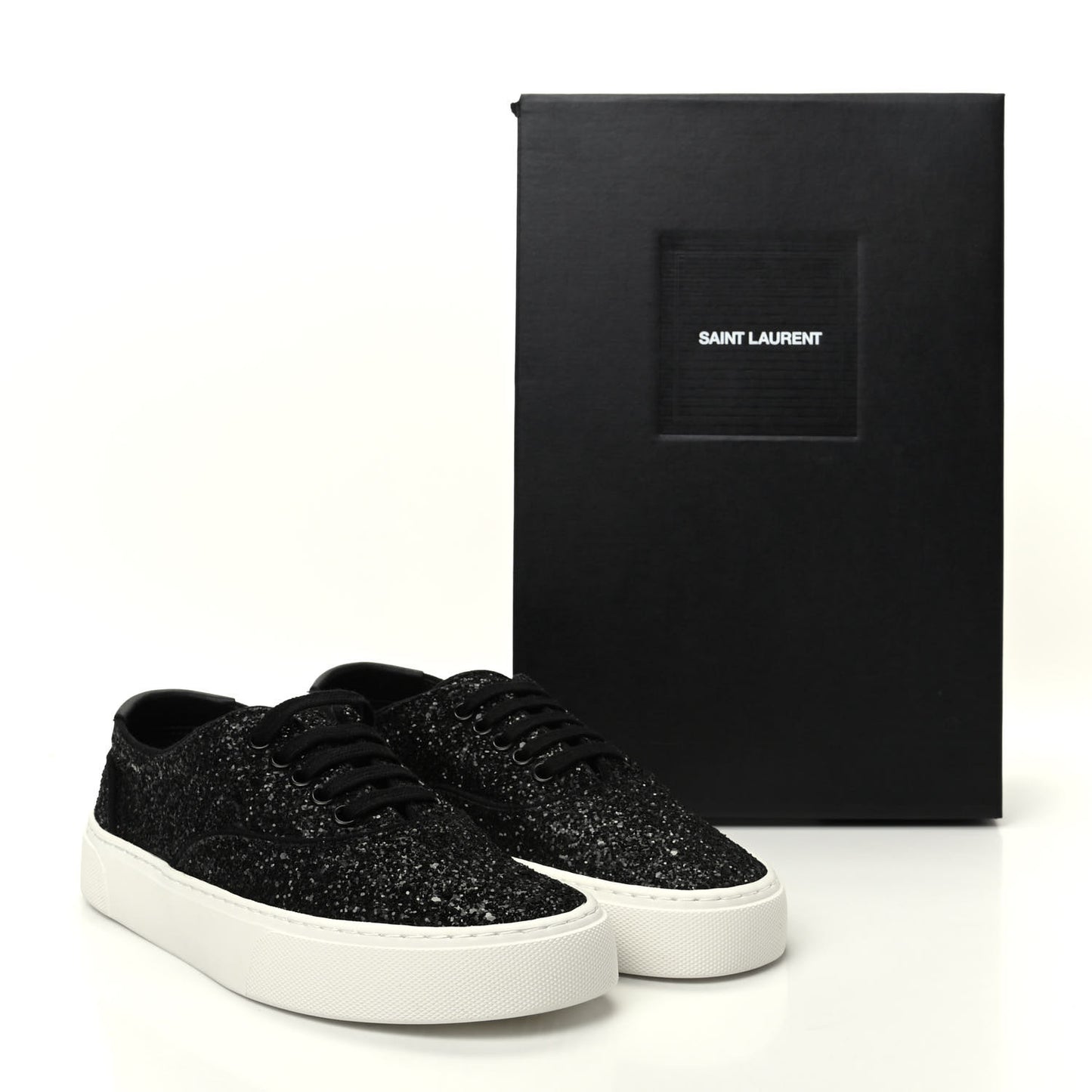 Calfskin Crystal Glitter Venice Low Top Sneakers 36.5 Black