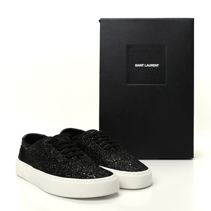 Saint Laurent Calfskin Crystal Glitter Venice Low Top Sneakers 36.5 Black 11 of 11