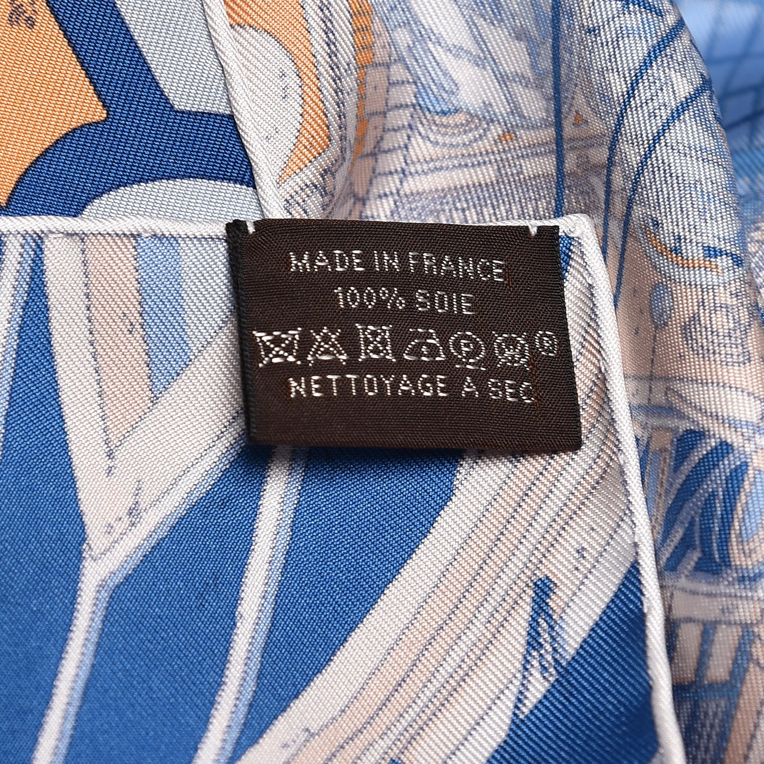 Hermes Silk Le Grand Prix du Faubourg Scarf 90 Orange Bleu White 3 of 4