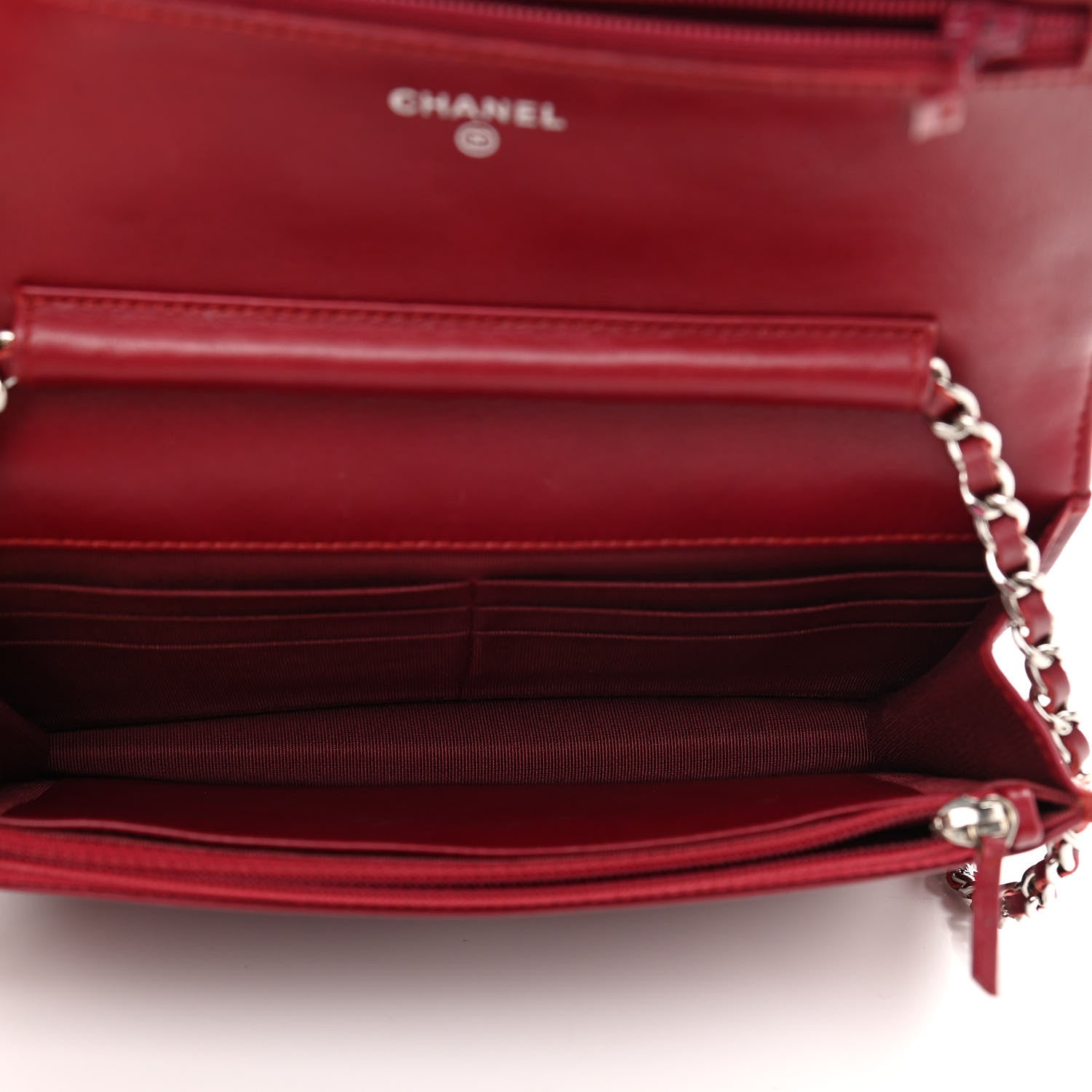 Chanel Patent Quilted Wallet On Chain WOC Red 5 of 14