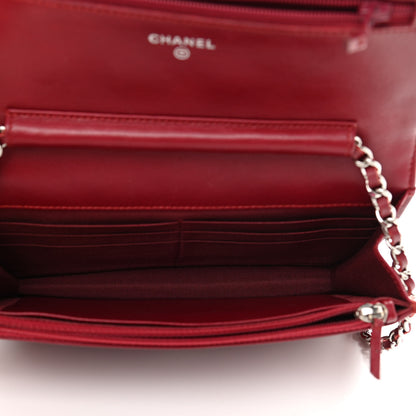 Chanel Patent Quilted Wallet On Chain WOC Red 5 of 14