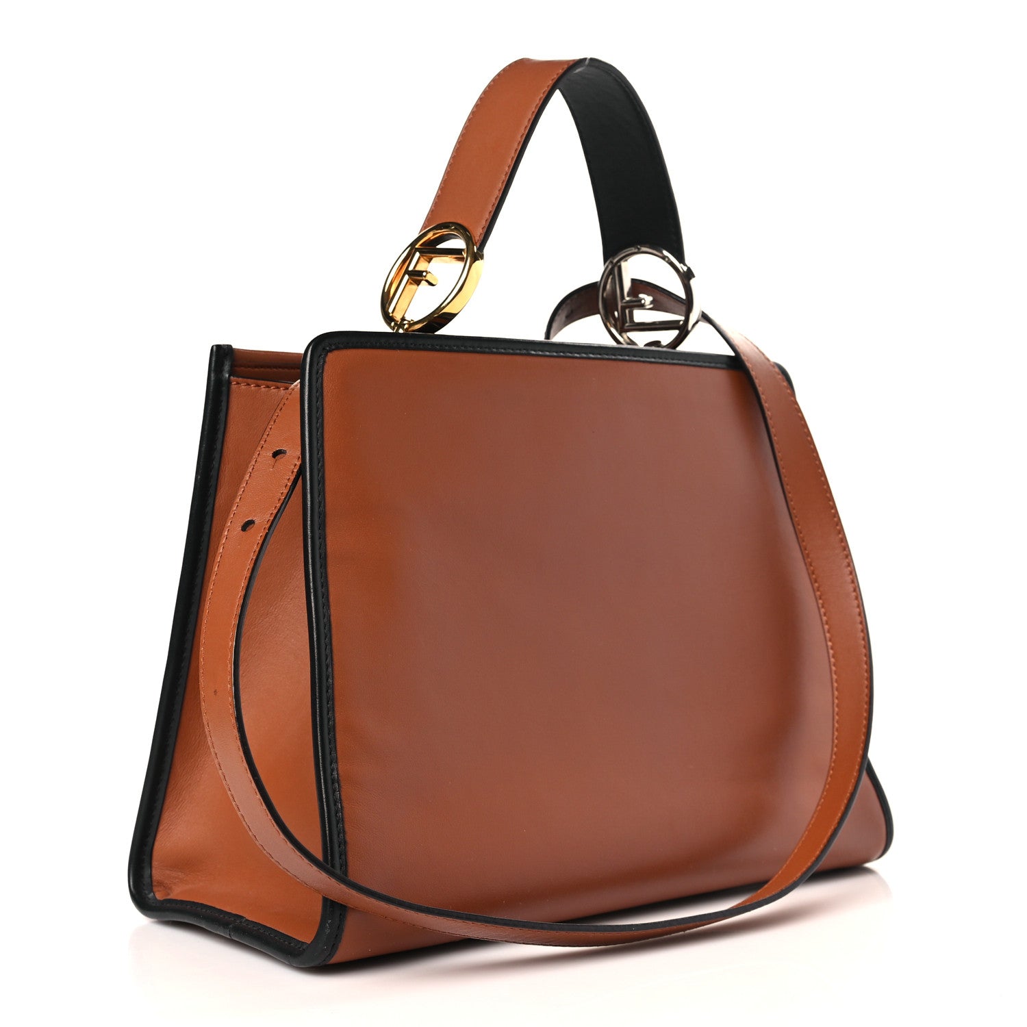 Fendi Vitello Century Opaco F is Fendi Bi-Color Small Runaway Satchel Corteccia Black 3 of 10