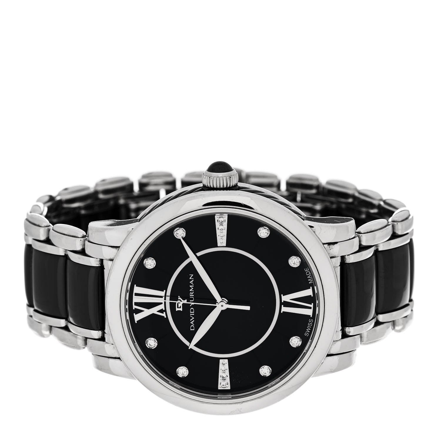 David Yurman Stainless Steel Ceramic Diamond 38mm Classic Quartz Watch Black 2 of 4