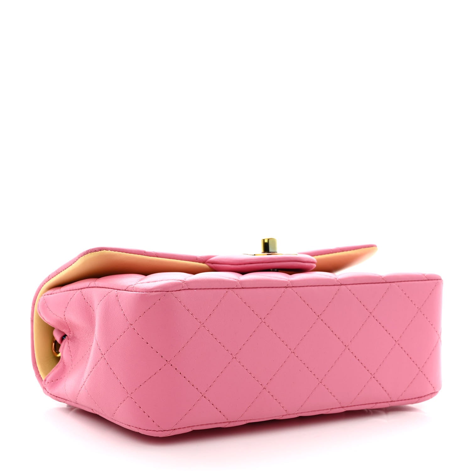 Chanel Lambskin Quilted Mini Rectangular Flap Pink Yellow 4 of 11