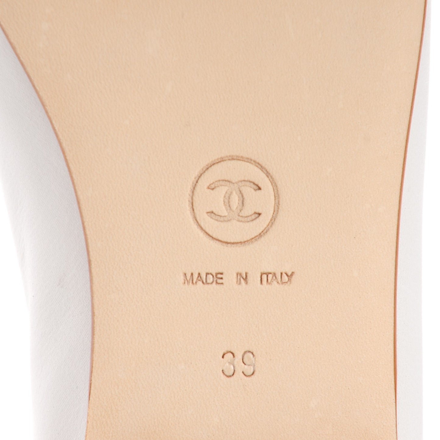 Lambskin Cap Toe CC Ballerina Flats 39 Dark White Bronze