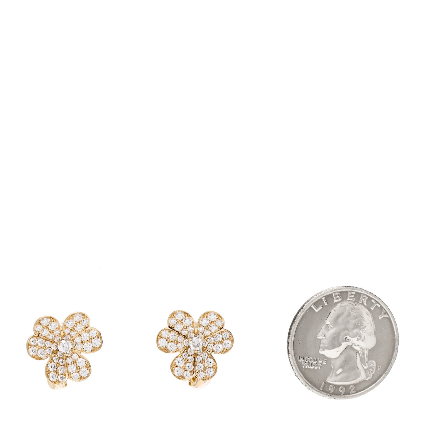 18K Yellow Gold Diamond Small Frivole Pave Earrings