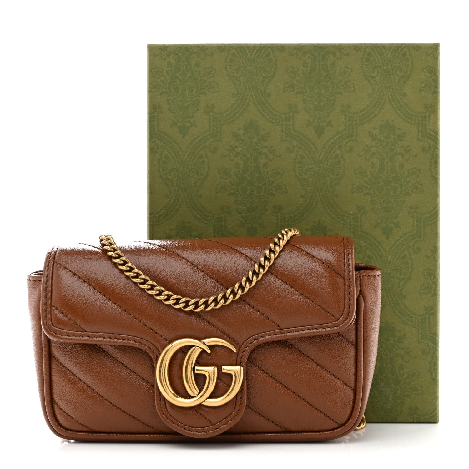 Gucci Azalea Calfskin Matelasse Diagonal Super Mini GG Marmont