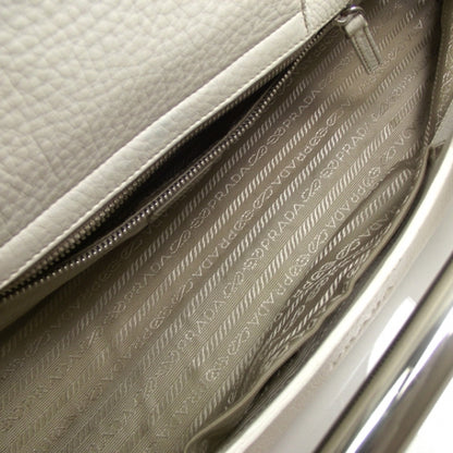 Prada Leather Steel Handle Clutch Ivory 8 of 10