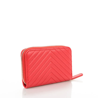 Chanel Lambskin Chevron Quilted Coin Purse Red 3 of 7