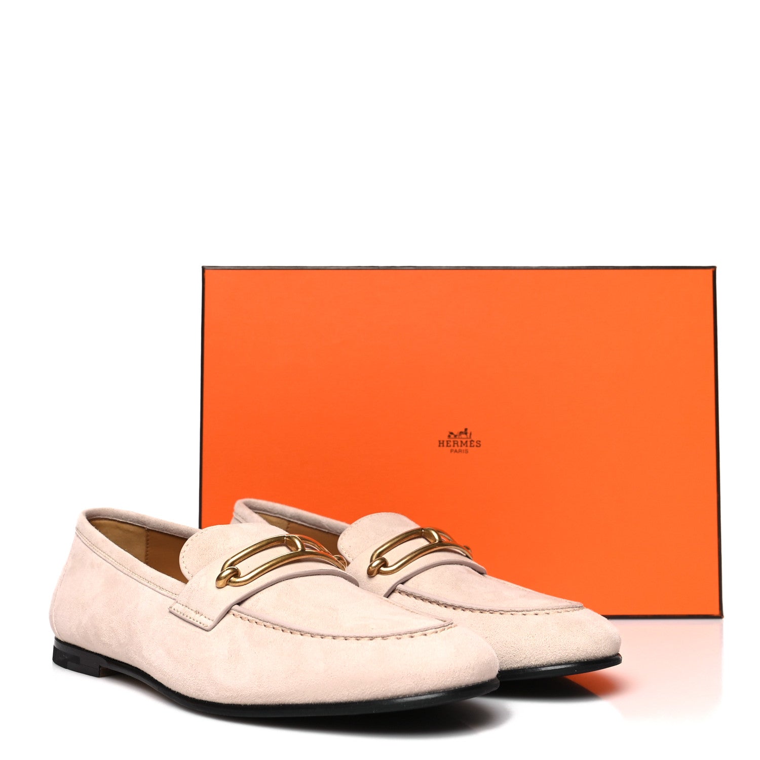 Hermes Suede Goatskin Womens Colette Loafers 38 Blanc Poros 10 of 10