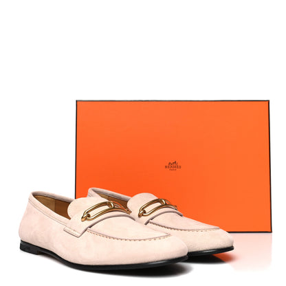 Hermes Suede Goatskin Womens Colette Loafers 38 Blanc Poros 10 of 10