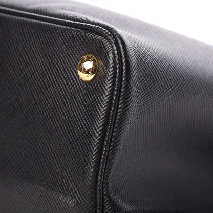Prada Saffiano Cuir Large Double Bag Black Fuoco 13 of 14