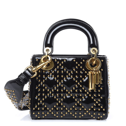 Christian Dior Patent Studded Mini Supple Lady Dior Black 1 of 11