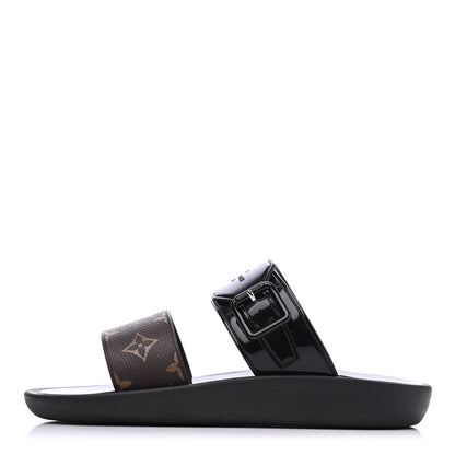 Louis Vuitton Monogram Sunbath Flat Mule Sandals 38 Black 1 of 14