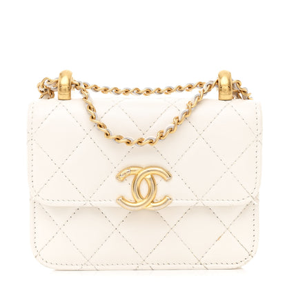 Chanel Calfskin Quilted Perfect Fit Coin Purse With Chain White 1 of 13