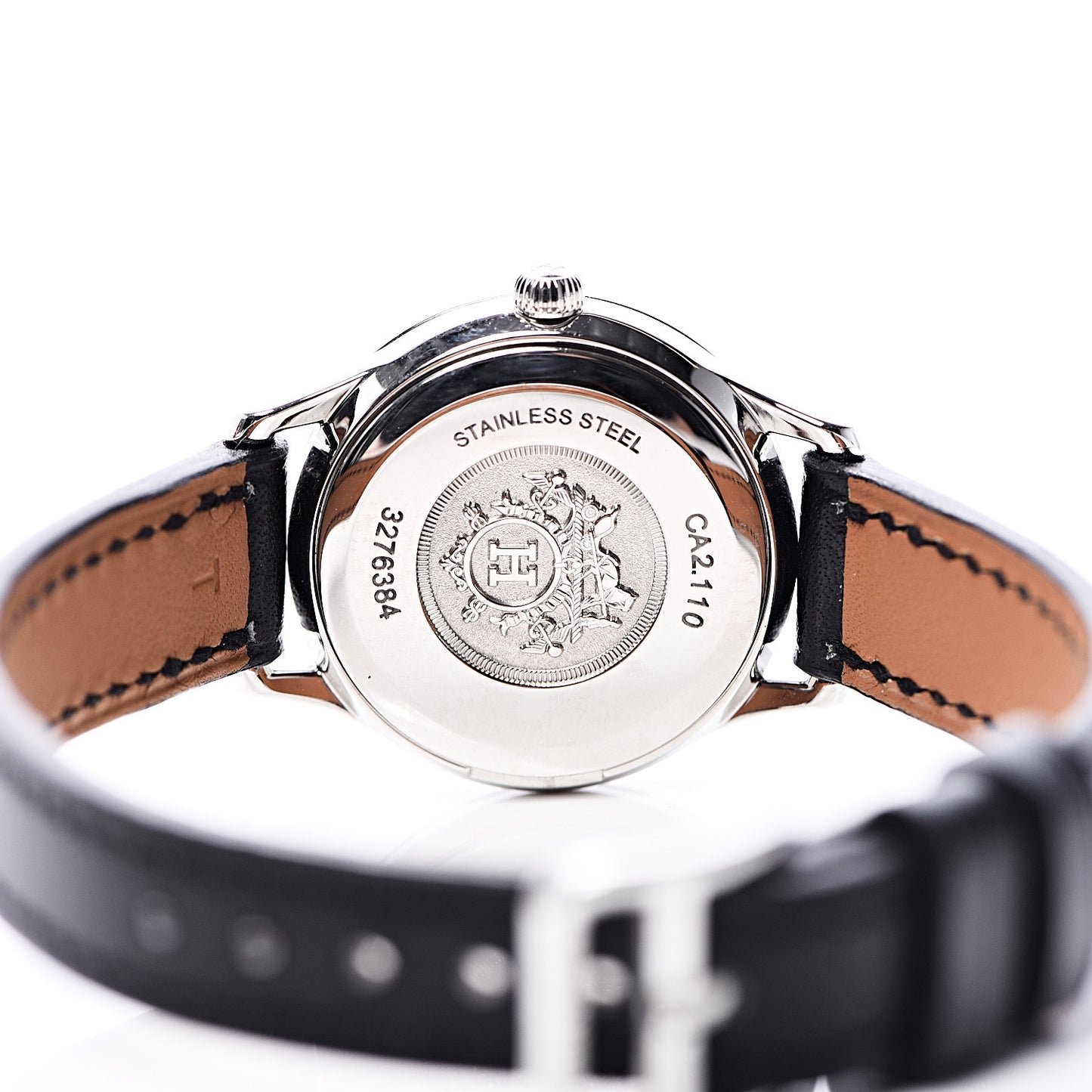 Stainless Steel Box 25mm Slim d'Hermes Quartz Watch Noir