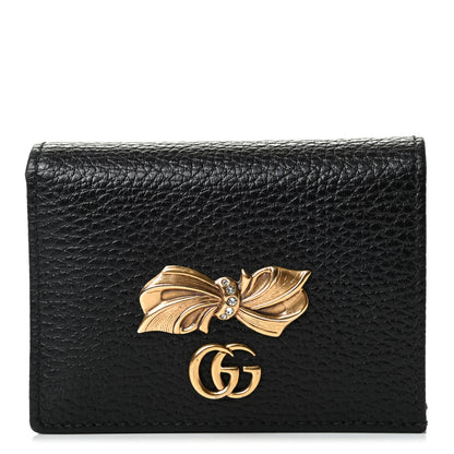 Gucci Calfskin GG Marmont Bow Card Case Black 1 of 7