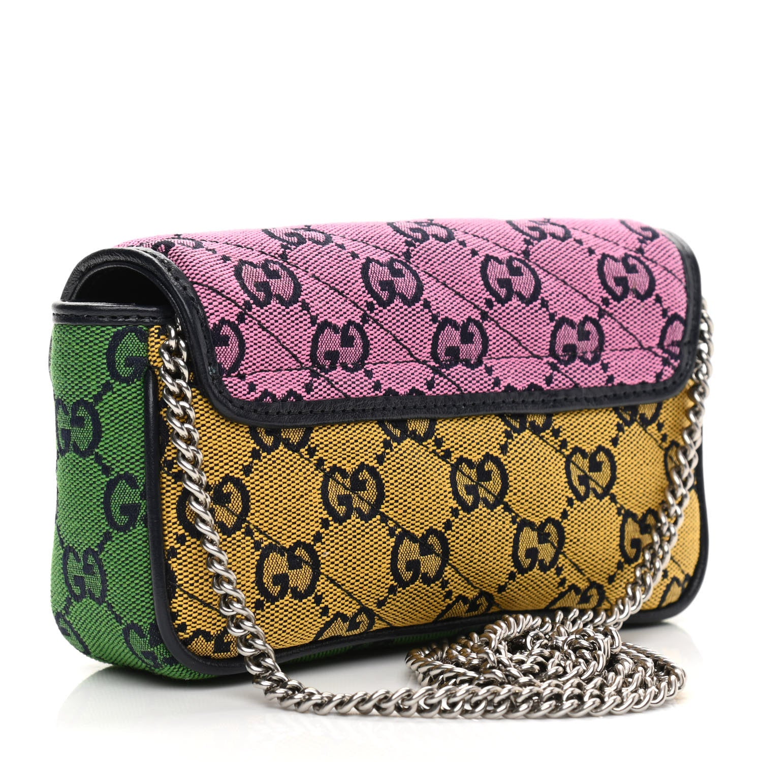 Gucci Monogram Multicolor Matelasse Diagonal Super Mini GG Marmont Shoulder Bag Pink Blue Red Yellow Green 3 of 10