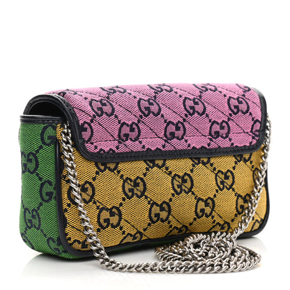 Gucci Monogram Multicolor Matelasse Diagonal Super Mini GG Marmont Shoulder Bag Pink Blue Red Yellow Green 3 of 10